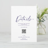 Dusty Blue Floral Wedding Details Card 招待状 (スタンド正面)