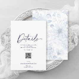 Dusty Blue Floral Wedding Details Card 招待状