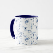 Dusty Blue Floral Wedding Favor Mug マグカップ (正面左)