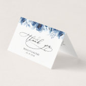 Dusty Blue Floral Wedding Folded Thank You Cards (正面)