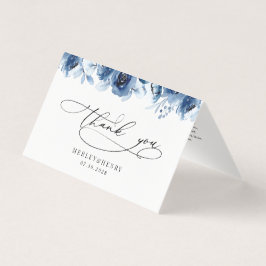 Dusty Blue Floral Wedding Folded Thank You Cards