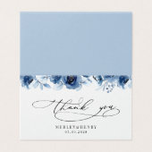 Dusty Blue Floral Wedding Folded Thank You Cards (外部フラット)
