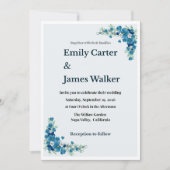 Dusty Blue Floral Wedding Invitation 招待状 (正面)