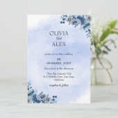 Dusty Blue Floral Wedding Invitation 招待状 (スタンド正面)