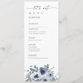 Dusty Blue Floral Wedding Menu メニュー (正面)