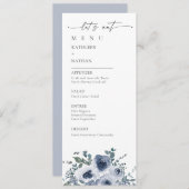 Dusty Blue Floral Wedding Menu メニュー (正面/裏面)