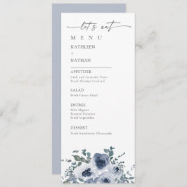 Dusty Blue Floral Wedding Menu メニュー