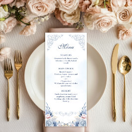 Dusty Blue Floral Wedding Menu メニュー
