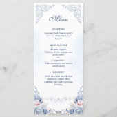 Dusty Blue Floral Wedding Menu メニュー (正面)