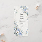 Dusty Blue Floral Wedding Menu Card カード (正面/裏面インサイチュ)