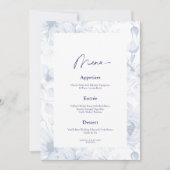 Dusty Blue Floral Wedding Menu Card 招待状 (正面)