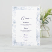 Dusty Blue Floral Wedding Menu Card 招待状 (スタンド正面)