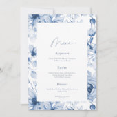 Dusty Blue Floral Wedding Menu Card 招待状 (正面)