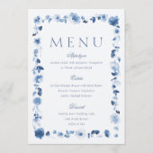 Dusty Blue Floral Wedding Menu Card 招待状 (正面)