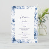 Dusty Blue Floral Wedding Menu & Thank You Card 招待状 (スタンド正面)