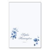 Dusty Blue Floral Wedding Place Card テーブルナンバー (正面)