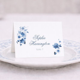 Dusty Blue Floral Wedding Place Card テーブルナンバー