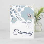 Dusty Blue Floral Wedding Program プログラム (スタンド正面)