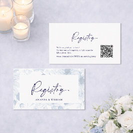 Dusty Blue Floral Wedding Registry Card  エンクロージャーカード