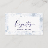 Dusty Blue Floral Wedding Registry Card  エンクロージャーカード (正面)