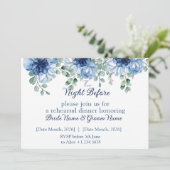 Dusty Blue Floral Wedding Rehearsal Dinner 招待状 (スタンド正面)