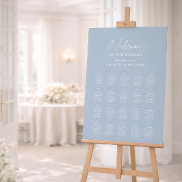 Dusty Blue Floral Wedding Seating Chart