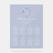 Dusty Blue Floral Wedding Seating Chart アクリルサイン (正面)