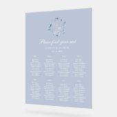 Dusty Blue Floral Wedding Seating Chart アクリルサイン (傾斜)