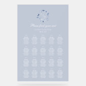 Dusty Blue Floral Wedding Seating Chart  アクリルサイン (正面)
