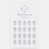 Dusty Blue Floral Wedding Seating Chart  アクリルサイン (正面)