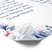 Dusty Blue Floral Wedding Seating Chart ポスター (角)