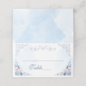 Dusty Blue Floral Wedding Table Number プレイスカード (外部開封)