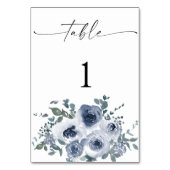 Dusty Blue Floral Wedding Table Numbers テーブルナンバー (裏面)