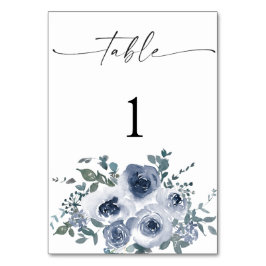 Dusty Blue Floral Wedding Table Numbers テーブルナンバー
