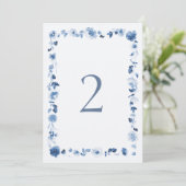 Dusty Blue Floral Wedding Table Numbers 1–29 招待状 (スタンド正面)