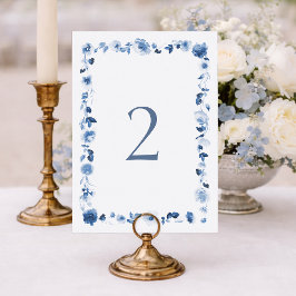 Dusty Blue Floral Wedding Table Numbers 1–29 招待状