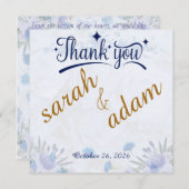 Dusty Blue Floral Wedding Thank You Card (正面/裏面)