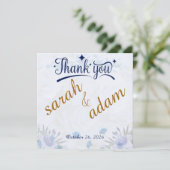 Dusty Blue Floral Wedding Thank You Card (スタンド正面)
