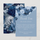 Dusty Blue Floral Wedding Thank You Card サンキューカード (正面/裏面)
