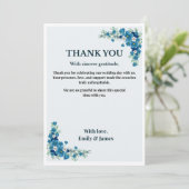 Dusty Blue Floral Wedding Thank You Card 招待状 (スタンド正面)