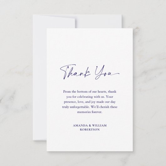 Dusty Blue Floral Wedding Thank You Card  案内状 (裏面)