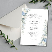 Dusty Blue Florals Both Parents Names Wedding 招待状