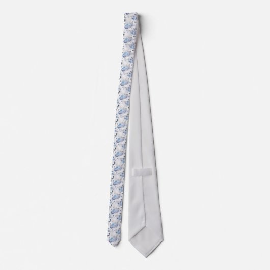 Dusty Blue Florals & Stripes - Neck Tie ネクタイ (裏面)