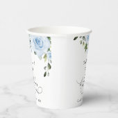 Dusty Blue Flowers, Greenery, Boho, Birthday 紙コップ (右)
