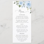 Dusty Blue Flowers, Greenery, Bridal Shower Menu メニュー (正面)