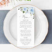 Dusty Blue Flowers, Greenery, Bridal Shower Menu メニュー