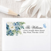 Dusty Blue Flowers Return Address Labels ラベル (インサイチュ)