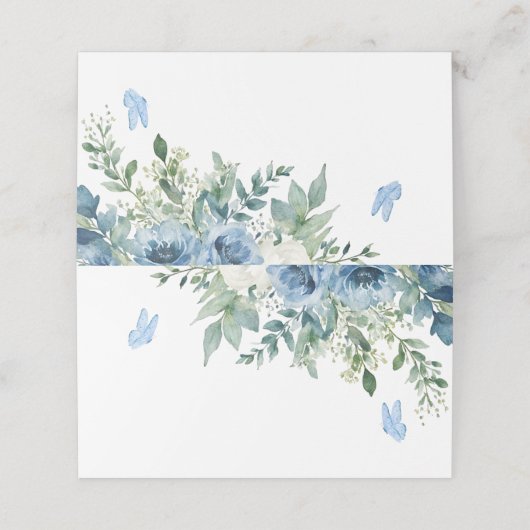 Dusty Blue Flowers Wedding プレイスカード (外部開封)
