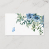 Dusty Blue Flowers Wedding QR Code RSVP エンクロージャーカード (裏面)