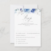 Dusty Blue Flowers Wedding RSVP (正面)